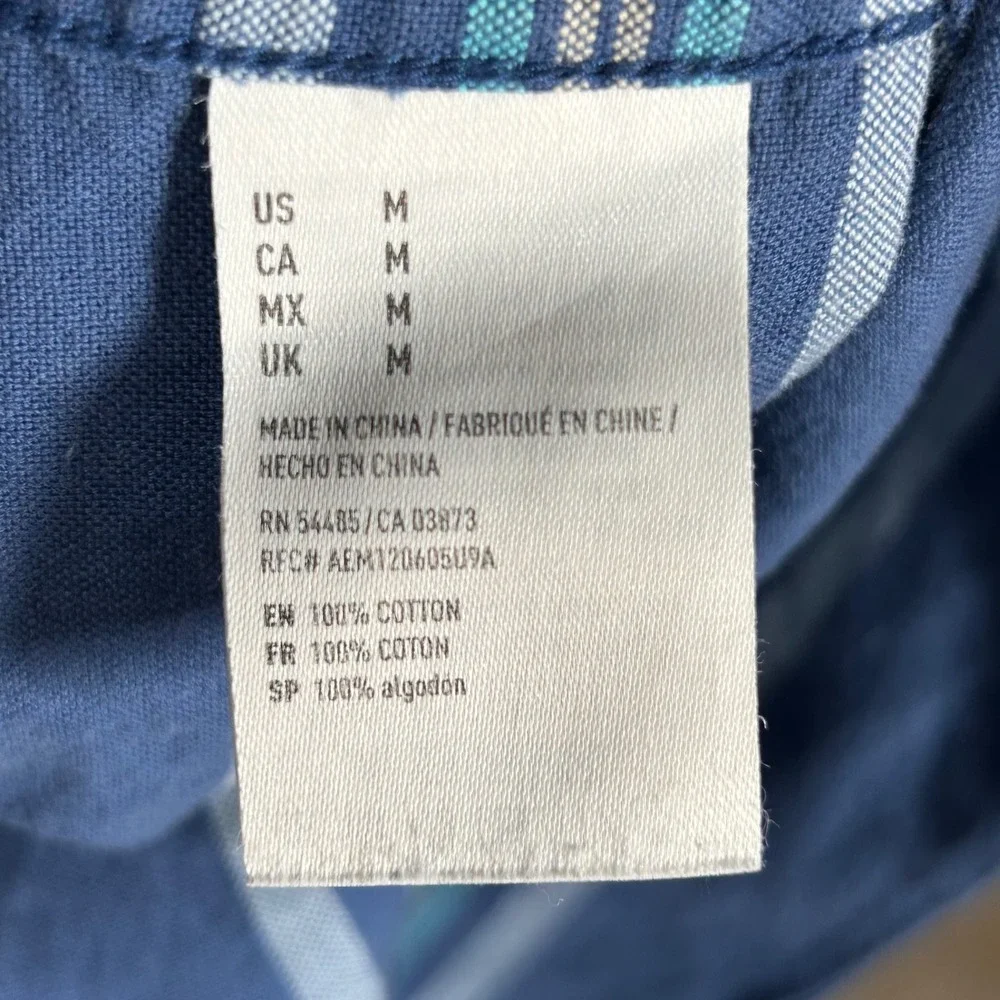 American Eagle Outfitters Mens‎ Striped Button Down Shirt Medium Soft Blue